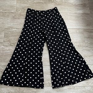 Maeve Black Polka Dot Flared Pants